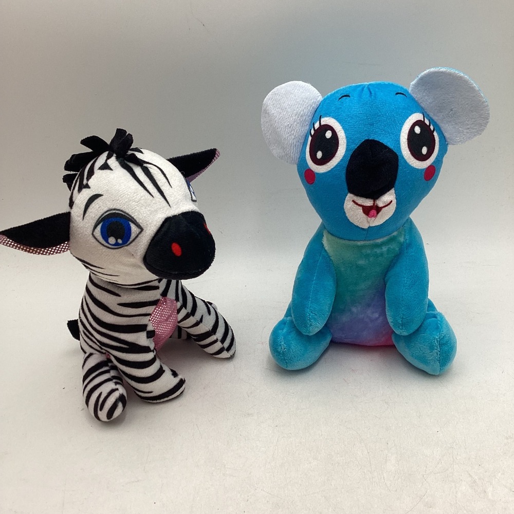 A&A Global Industries Plush Toy Lot Blue Koala and Zebra Glitter 2022 Set of 2